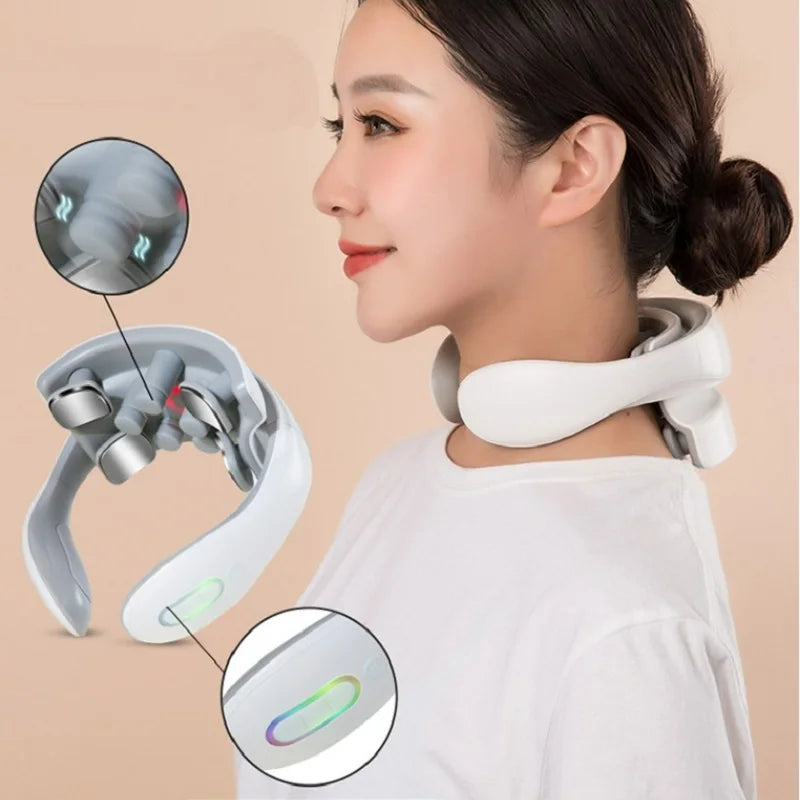 Portable Smart Neck Massage Device for Cervical Health with Heating and Compression Features